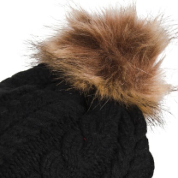 NEW TIMBERLAND Cable Knit Beanie With Pom And Ribbed Cuff Cameo black 164mn - Picture 4 of 5